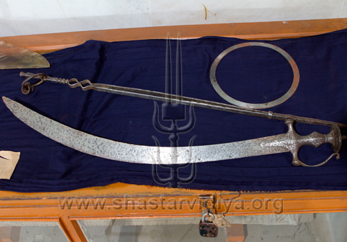 Tegha (sword), Chakram (quoit), and Chimta (pincher) belonging to Guru Nanak, Patna, India
